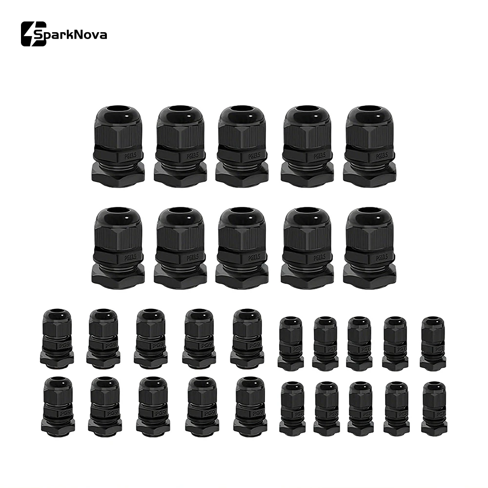 5/10Pcs Waterproof Cable Gland Nylon IP68 PG7 PG9 PG11 PG13.5 PG16 For 3-14mm Cable Wire Lock Nut Connector Joint Black