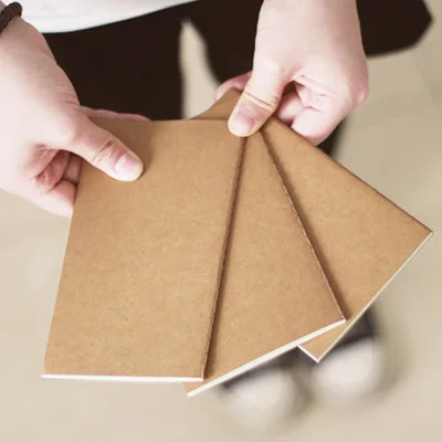 

4Pcs wholesale retro kraft paper small book blank inner page car line notebook portable creative retro notepad notebooks