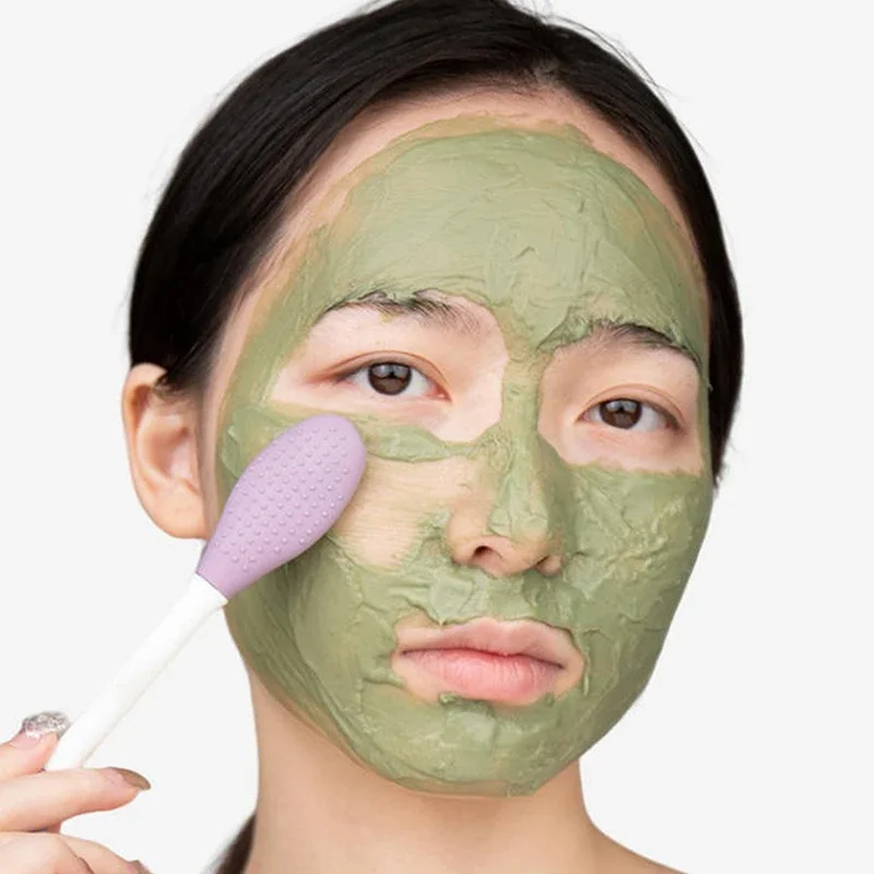 1PC Siliconen Dubbele Hoofd Gezichtsmasker Borstel Facial Exfoliëren Mee-eter Verwijderen Cleanser Brush Modder Film Spatel Gezichtsverzorging tool
