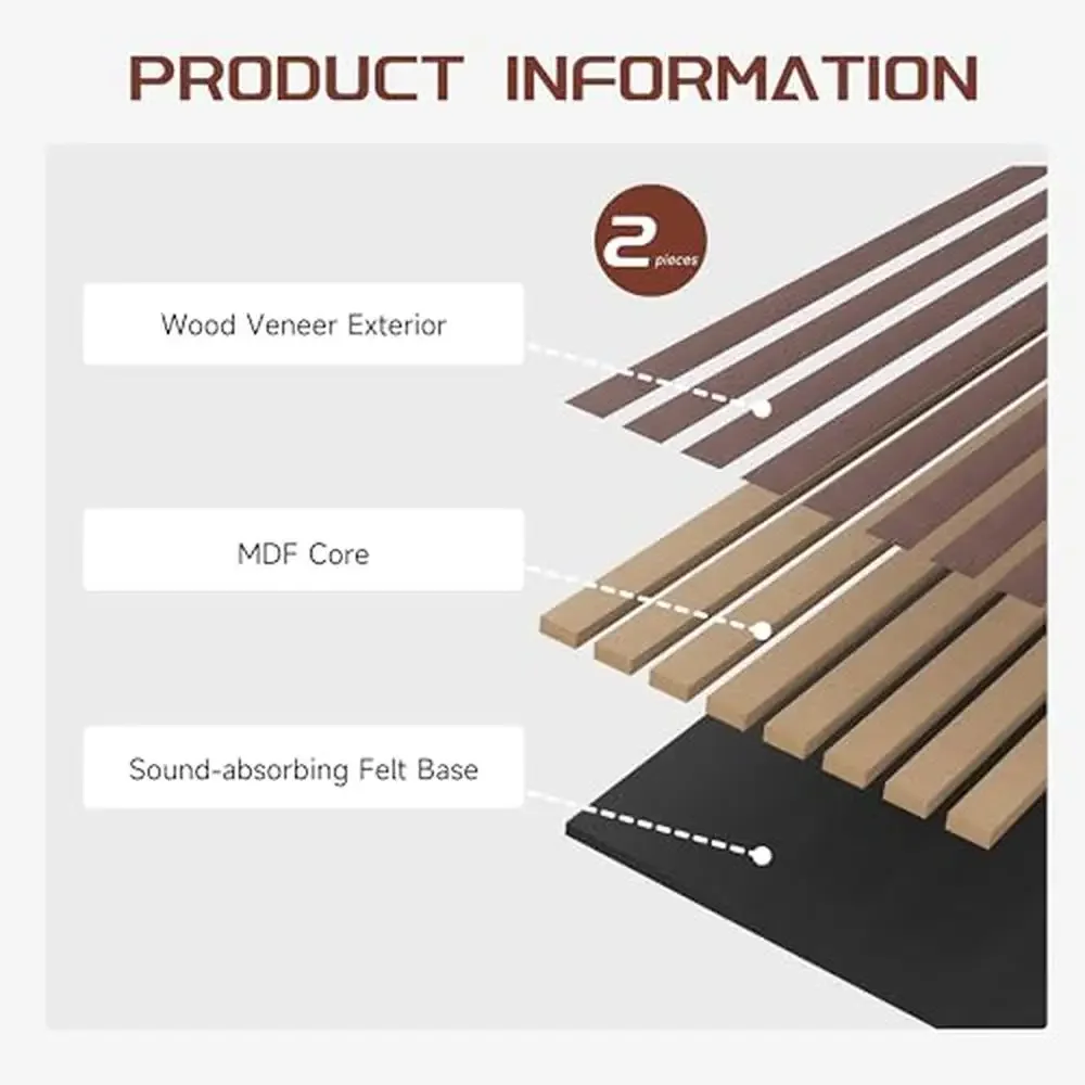 Dekorative Akustik-Holzverkleidung, 2er-Set, Schallschutzplatten aus Eichenfurnier, umweltfreundliche Innenwanddekoration, einfache Installation, modern