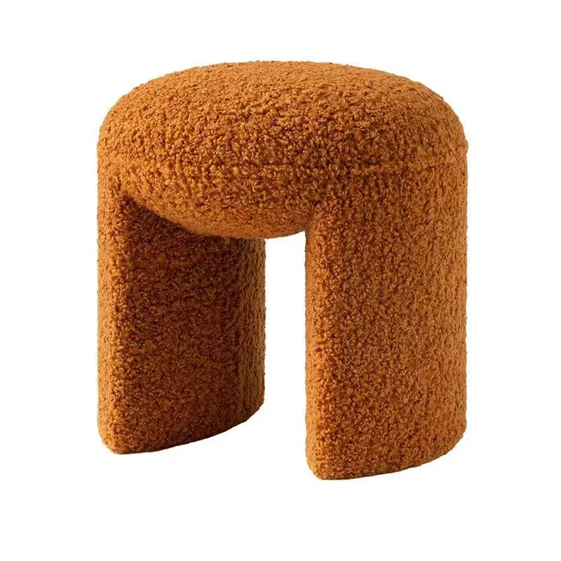 Makeup Stool Nordic Dressing Stool Modern Lamb Cashmere Shoe Changing Stool Hallway Ottoman Footrest Pouf Stool Contoured Stool