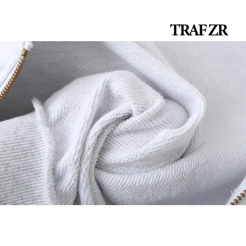 TRAF ZR Cropped Hoodie Sets for Women 3 Pieces Fashion Woman Tracksuit 2024 Jogging Pants Sets Y2k Sportswear New in Zip Outfit