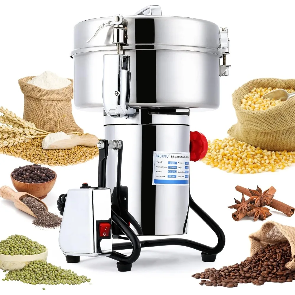 

electric grain mill grinder 3000g high-speed grain spice herb 4000w dry grinder machine 304 stainless steel superfine powder hig