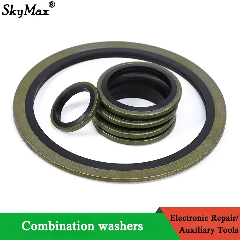 

Washer Seal M5 M6 M8 M10 M12 M14 M16 M18 M20~M60 Bonded Washer Metal Rubber Oil Drain Plug Gasket Sealing O Ring Assortment Set