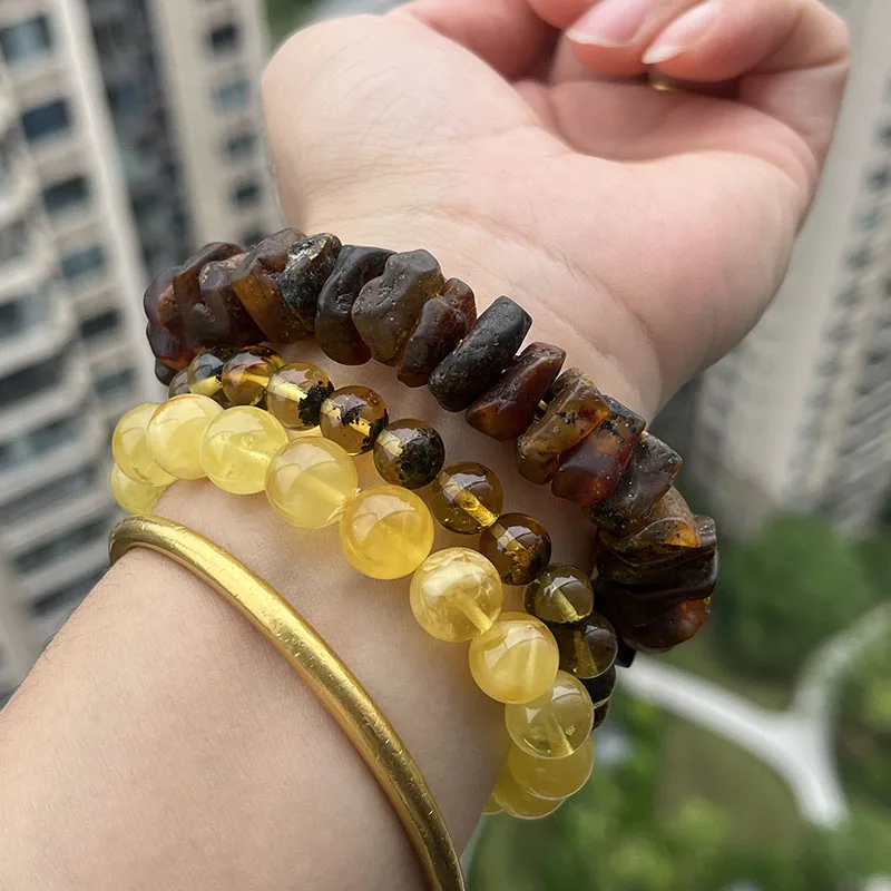 Medical Amber Bracelet for Men Birthday Party Unique Irregular Black Bead Smell Fragrance Natural Stone 2025 New Healing Jewelry