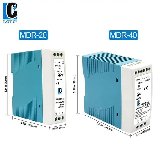 Imagen 2 del producto Fuente de alimentación de 48V/24V/12V/5V, interruptor de fuente de alimentación de carril DIN MDR-100W 20W 40W 60W 100W, fuente de alimentación 2A 4A 5A 10A DC de salida única