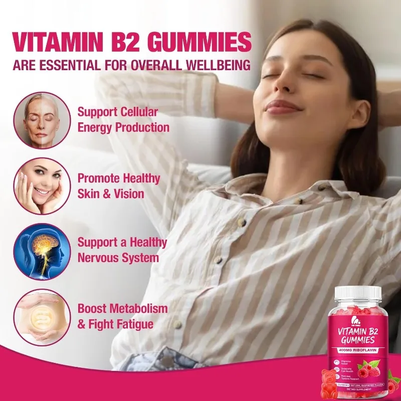 Magnesium Gummies Contain 400mg of Vitamin B2 and Provide Overall Health Support with 60 Gummies