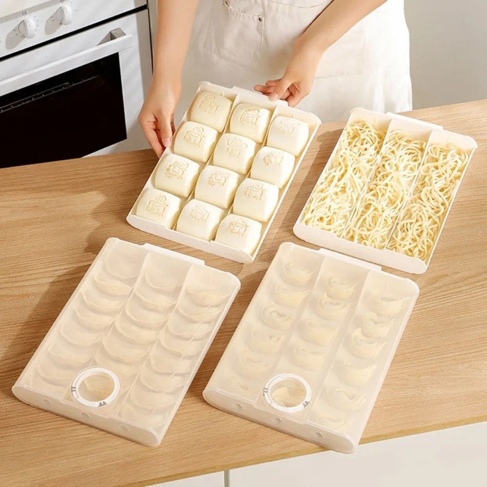 Stackable Dumpling Storage Box Fresh-Keeping Anti-slip Wonton Storage Box Pull-out Design Frozen Non-stick Bottom