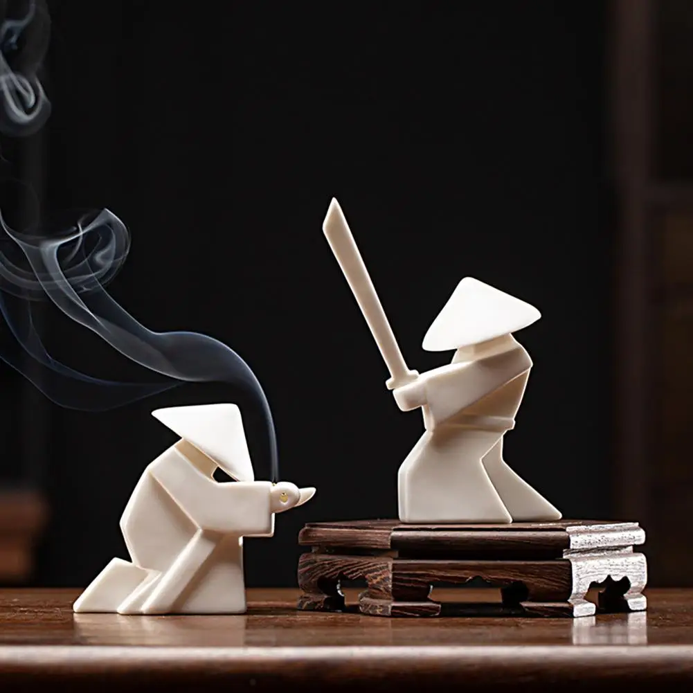 Quemador De Incienso De cerámica para el hogar, Quemador De palo De Incienso único, blanco y delicado, soporte De Samurai chino para decoración del hogar, Quemador De Incienso