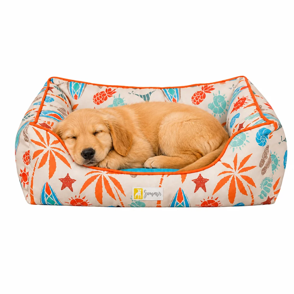 Wholesale Manufacturer Yellow Orange Pet Product Dog Bed Custom