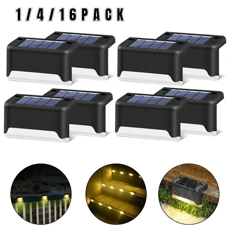 

1-16Pcs LED Solar Stair Light Lamp Waterproof Passage Courtyard Guardrail Step Night Light for Outdoor Garden Borders Terrace