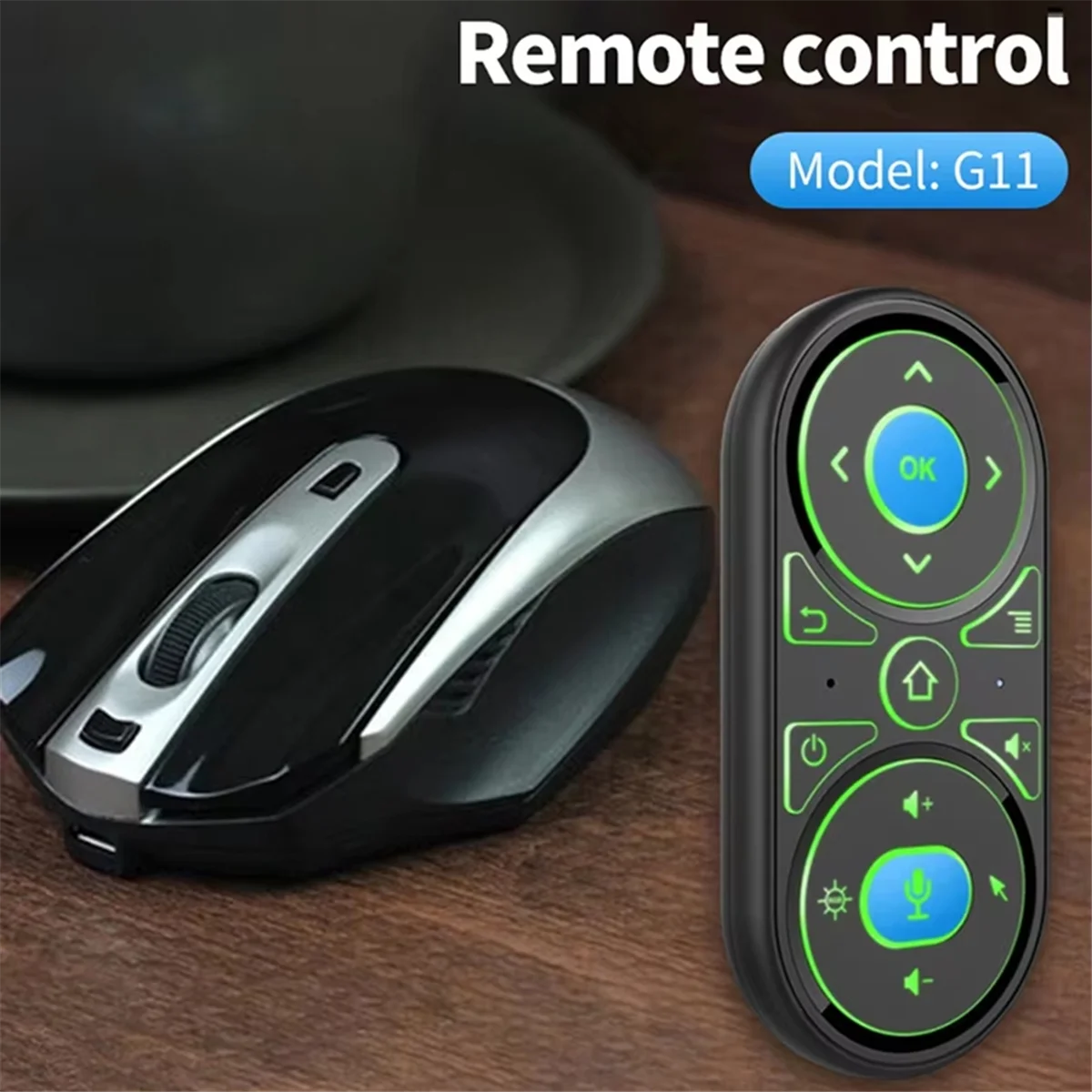 Retail! G11 Air Mouse for Google Voice Microphone RGB Gyro Mini Sensor Remote Control Backlight IR Learning 2.4G Wireless