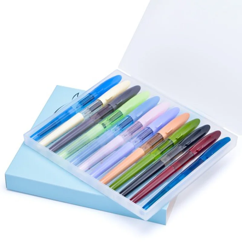 A+ 12 PCS Jinhao Shark Pluma estilográfica Punta fina y convertidor con caja de regalo