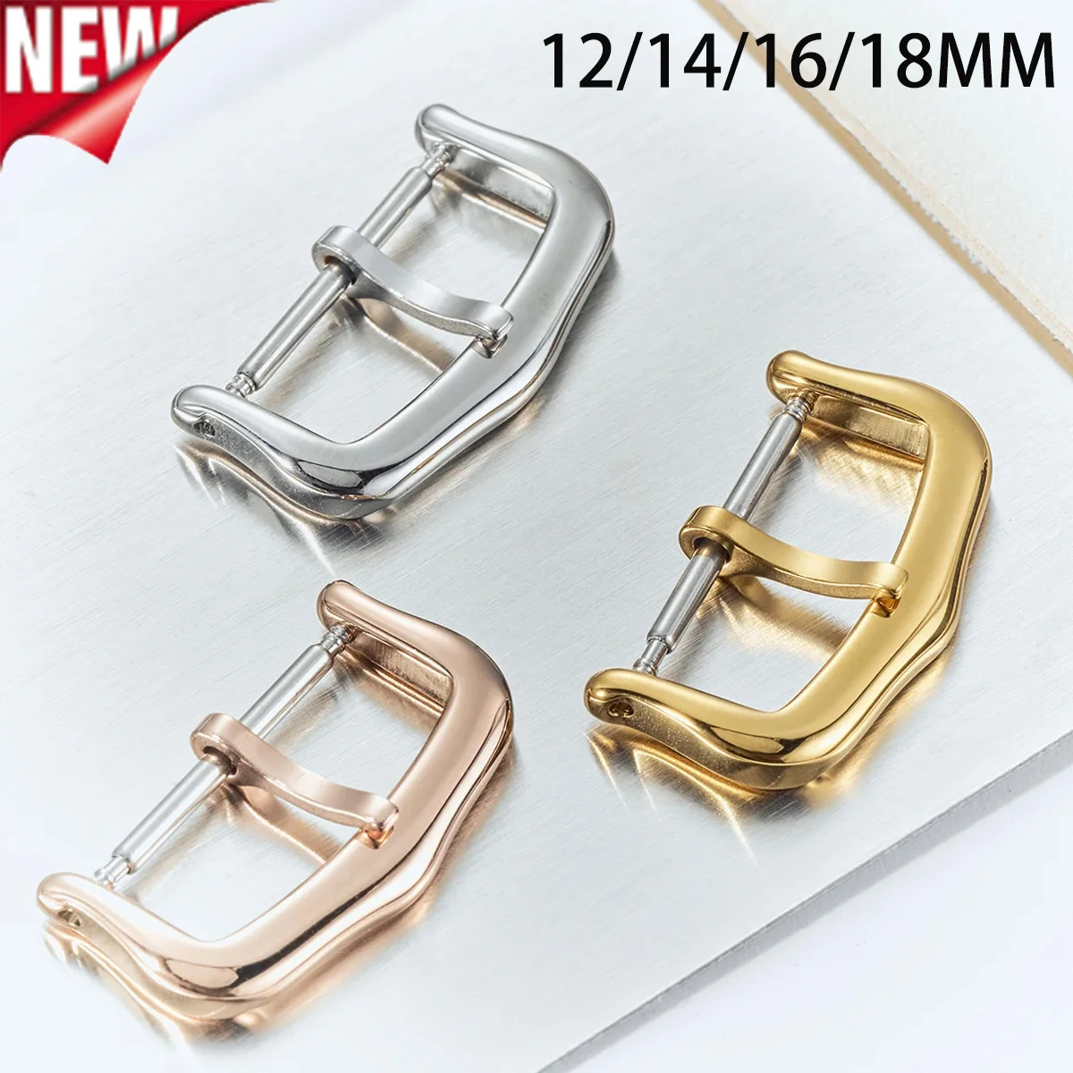 HOT 12mm 14mm 16mm 18mm 316L Stainless Steel Watch Buckle For Cartier Watch Replacement Clasp Gold Silver Rose