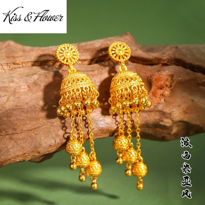 

KISS&FLOWER Gold Bohemia Tassel Stud Earrings For Women Wedding Party Birthday Christmas Bride Mother Girl Ladies Gifts ER475