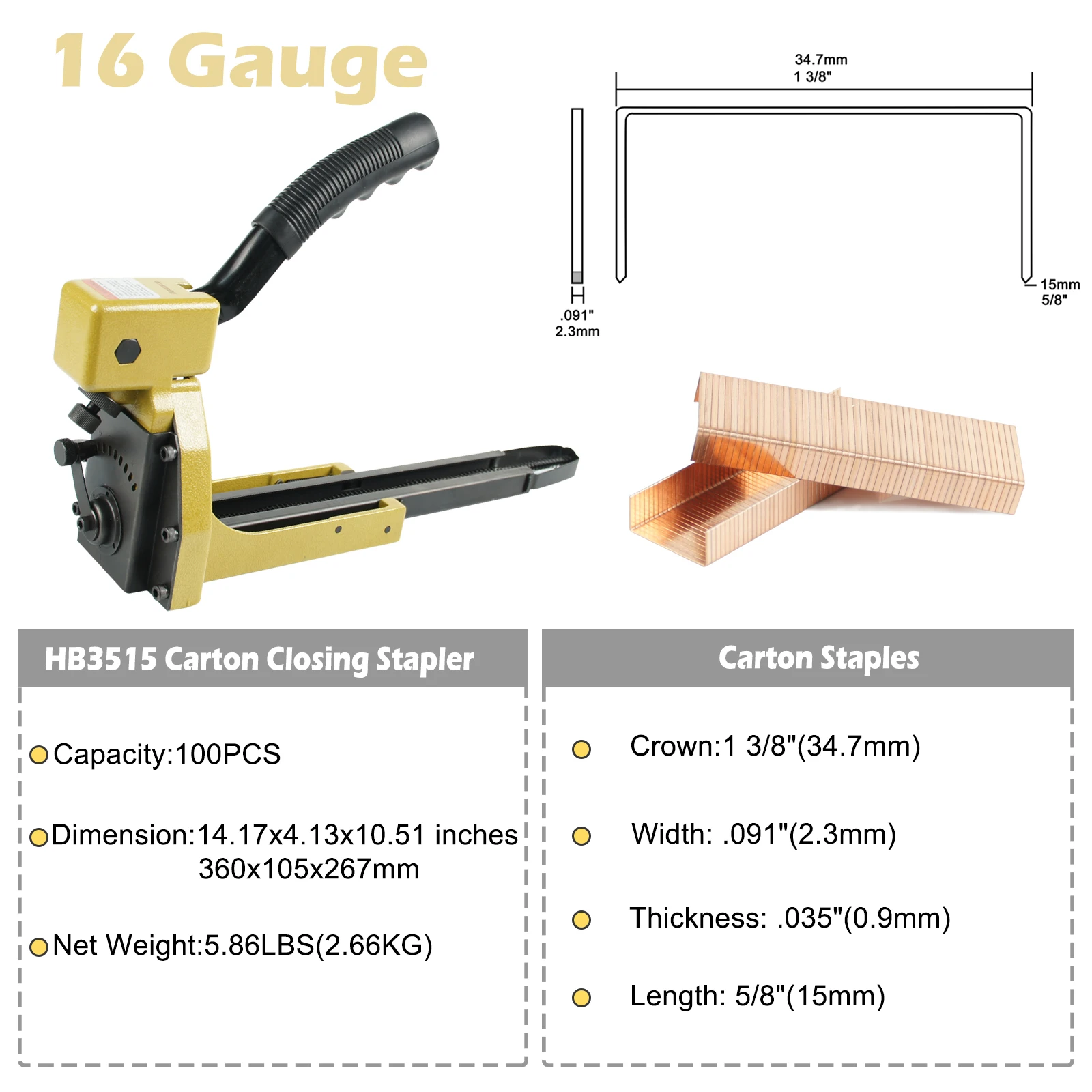 15-18MM Manual Carton Closing Stapler, Sealing Machine for Box or Cartons, Very Easy in Closing Cartons, Folding Boxes