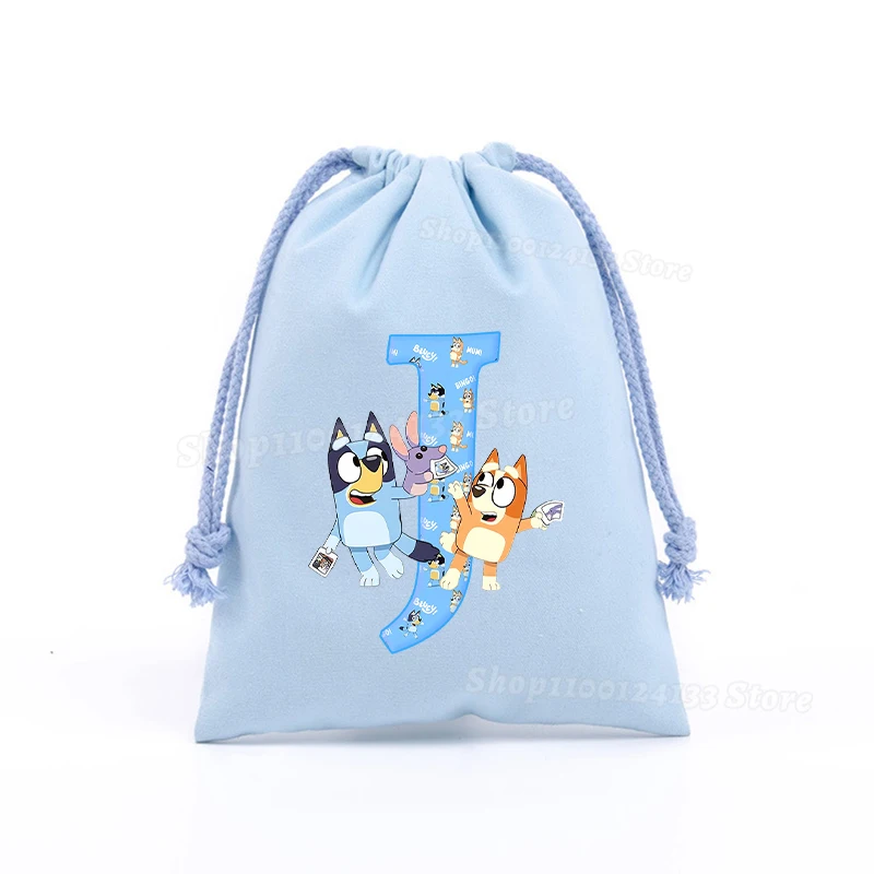 Bluey Drawstring Bag Bingo Letter A-Z Anime Cartoon Print Sport Kids Girl Portable Hand Pocket Children Party Prepare Gift Pouch