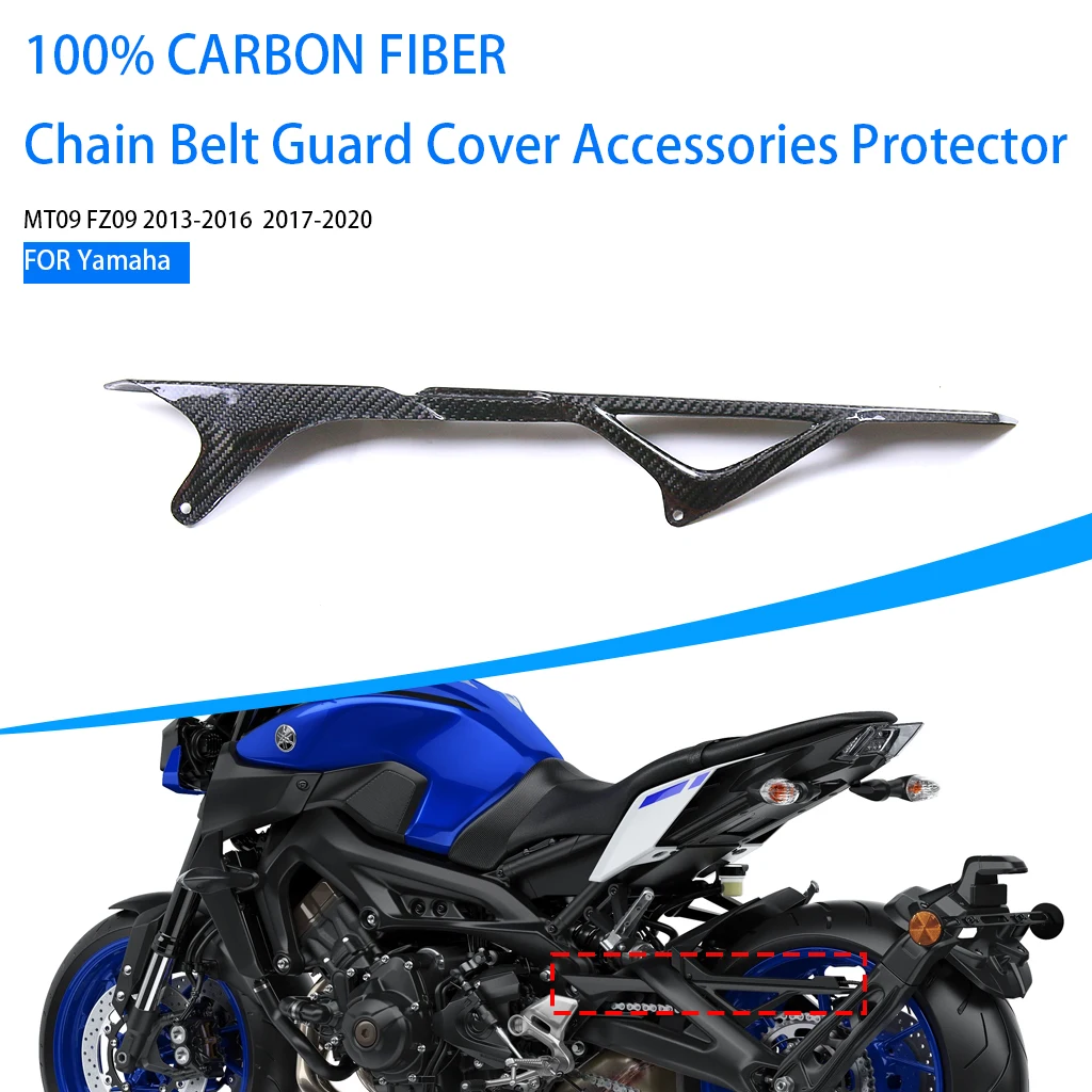 

AKOSO Motorcycle For Yamaha MT09 FZ09 2013-2020 100% Carbon Fiber Chain Belt Guard Cover Fairing Kit Side Accessories Protector
