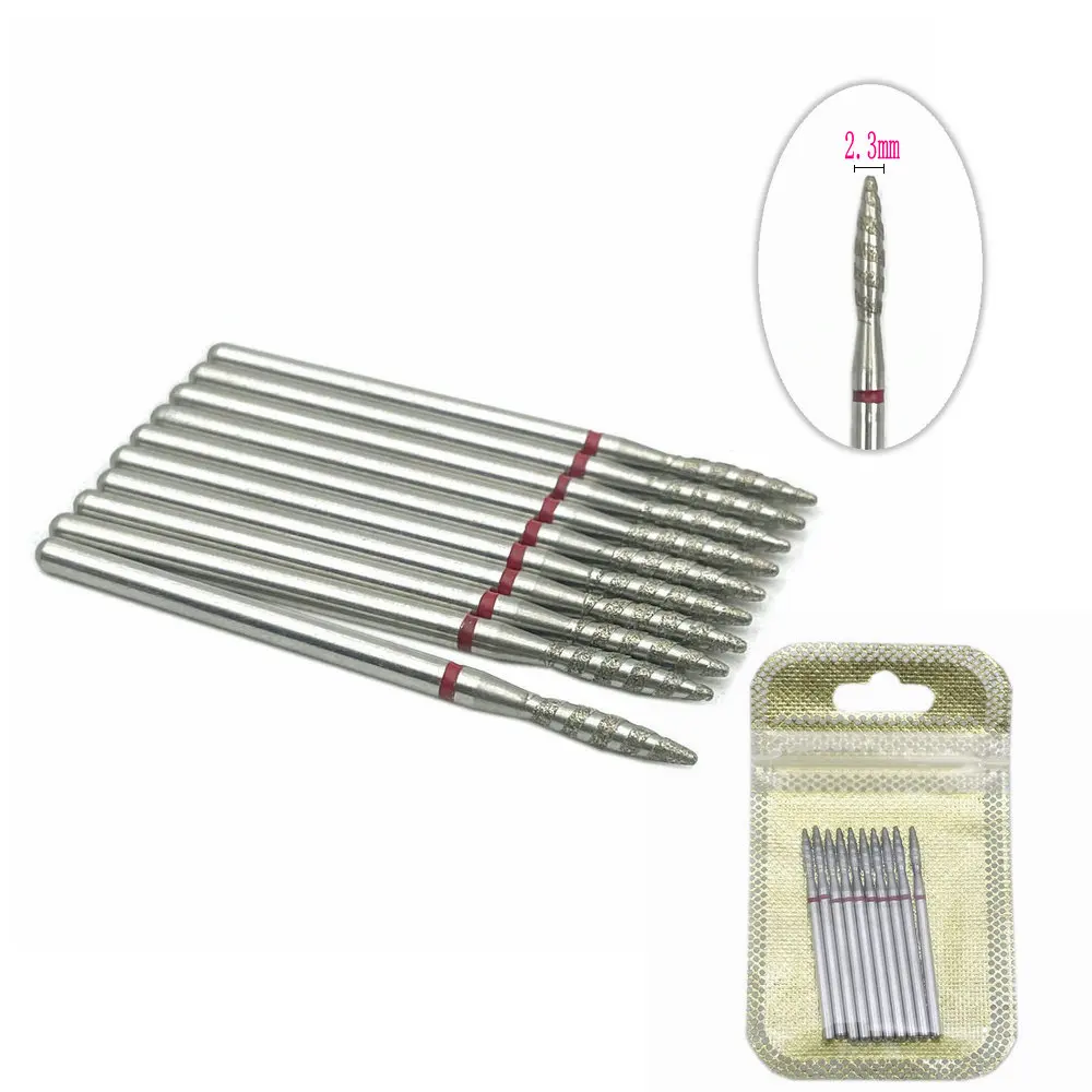 10Pcs  Flame Nail Drill Bits Diamond Cutters for Manicure Cuticle Clean Burr Diamond Mill Nails Accessories Tool