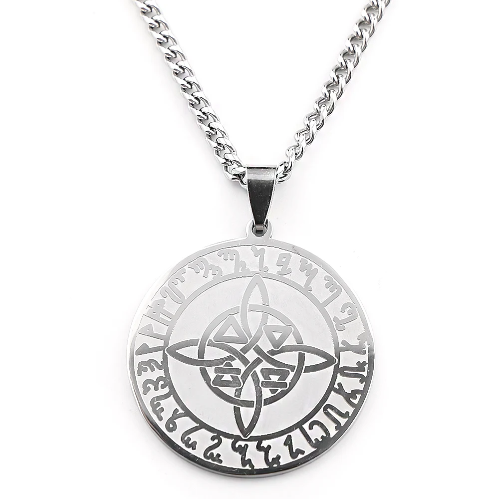 Witch Nordic Celtic Knot Runes Pendant Necklace for Women Men Stainless Steel Gold Color Magic Amulet Necklaces Jewelry Gift