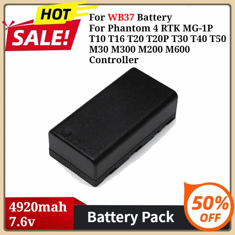 

For WB37 Battery For Phantom 4 RTK MG-1P T10 T16 T20 T20P T30 T40 T50 M30 M300 M200 M600 Controller Capacity 4920mah 7.6v