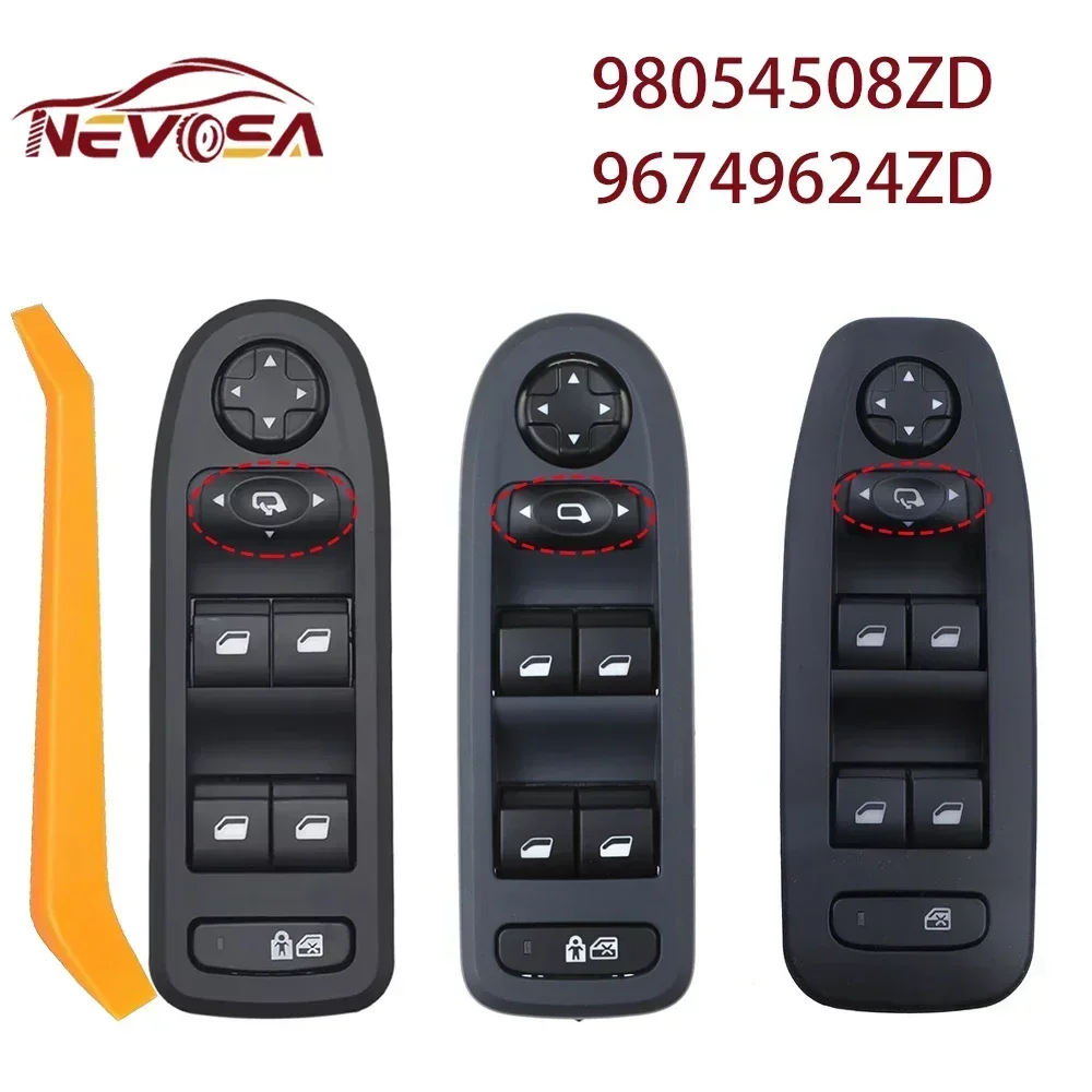 NEVOSA Dla 2007-2013 Peugeot 308 508 208 Peugeot 2008 Citroen C5 Przełącznik sterowania szybami 98054508 ZD 96659465 ZD 98053439 96749624 ZD
