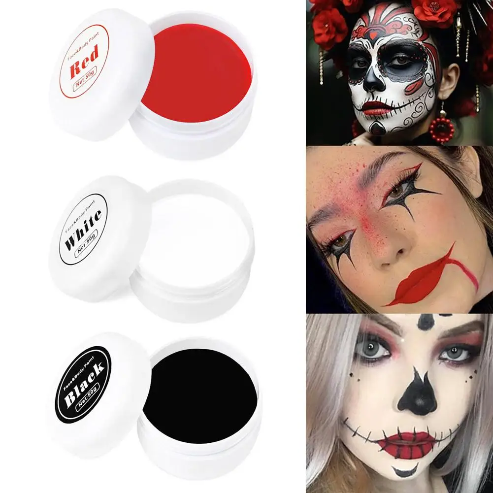 Halloween Face Painting Highly Pigmented Face Body Brus Paint Black And White For Diy Cosplay Theme Parties Body Makeup P1g7
