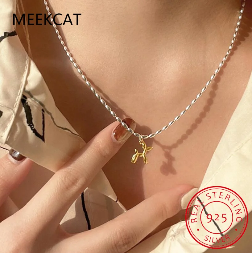 925 Sterling Silver Poodle Balloon Dog Animal Charm Necklace Balloon Puppy Dog Pendant Necklace for Women Girl Teen Girlfriend