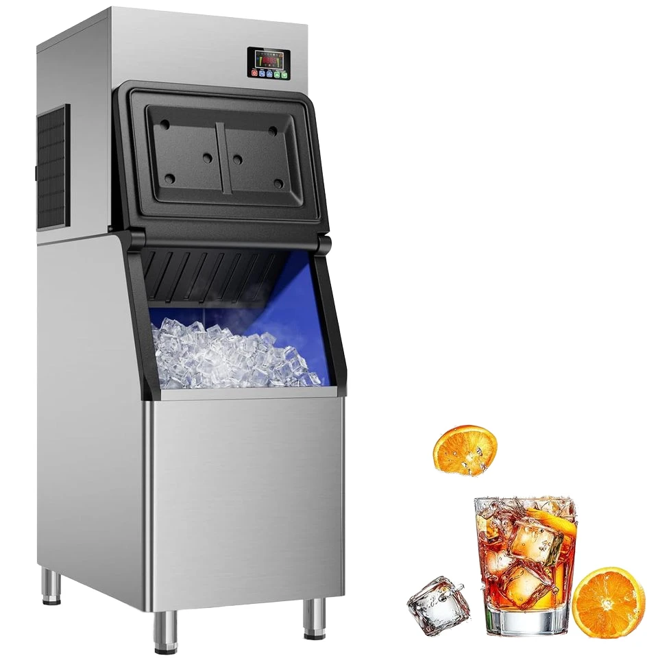#Commercial High Productivity 200kg/24h Stainless Steel Split-type Industrial Ice Maker 140kg Storage Bin Ice Cube Shape Bar