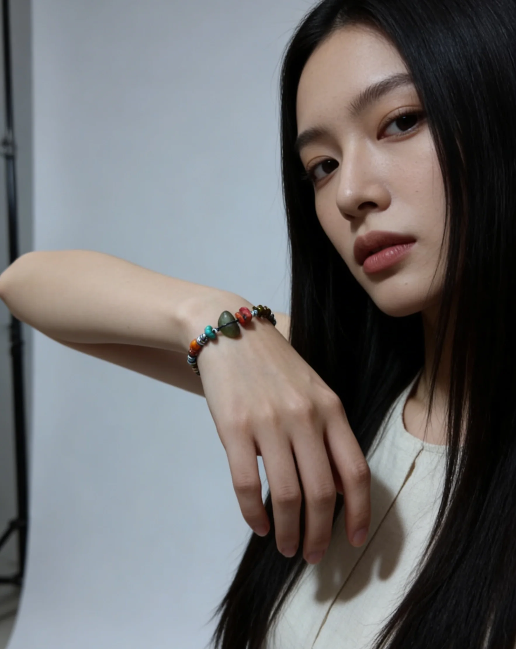 

Handmade 925 Sterling Silver Bracelet with Turquoise & Multi-Gemstones, Unique Ethnic Style Jewelry for Women