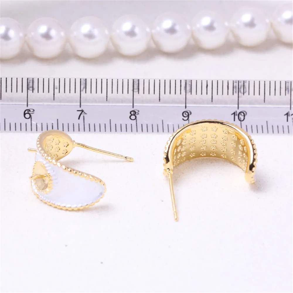 Boucles d'oreilles perle blanche nacrée de type C pour femme, accessoires de bricolage, plaqué or 18 carats, tempérament africain, cuivre