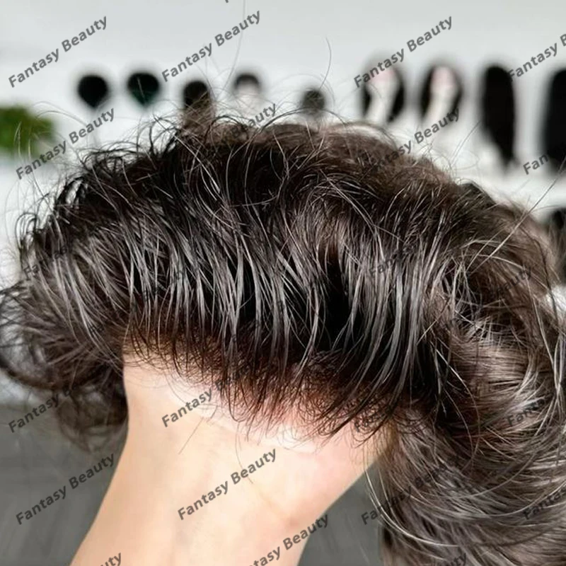 Super Natural Hairline 0.06mm-0.08mm Full Vlooped Human Hair Men Toupee Invisible Ultra Thin Skin Hair Prosthesis Capillary Unit