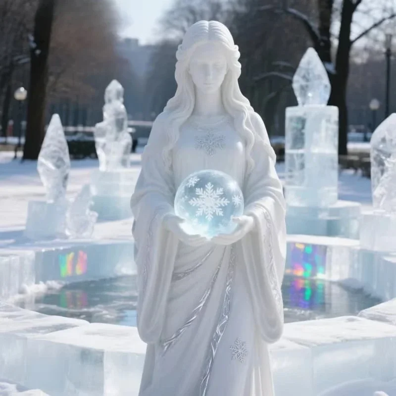 Large Natural Stone Carve GreekMyth Horae Statue Life Size Winter Cheimon Goddess White Marble Sculpture for Garden Decor