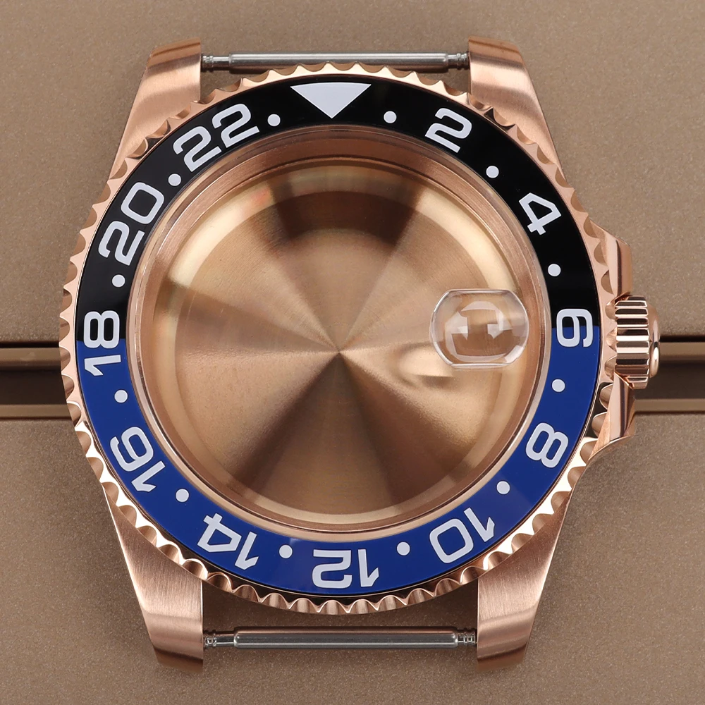 

40mm NH35 Watch Case Ceramic Insert Bezel Sapphire Glass For GMT NH35 NH36 NH38 NH34 Miyota 8215 ETA 2824 28.5mmDial Watch Parts