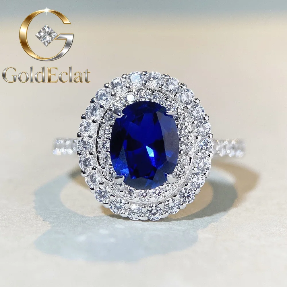 

Кольцо GoldEclat Luxury из белого золота и платины PT950 с муассанитом для женщин, кольцо в форме голубиного яйца