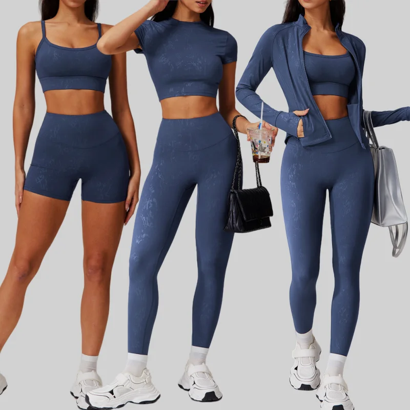 2/3PCS Yoga Set Women Clothing Workout Sportswear Gym Seamless Sport Suit Fitness Long Sleeve jacket Crop Top High Waist Legging