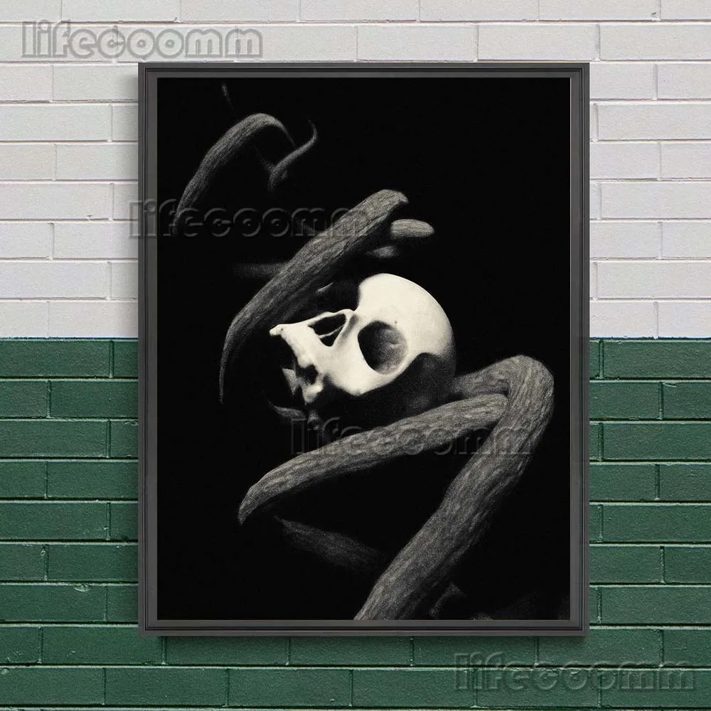 Pandora Box And The Forgotten Dead Abstract Wall Art Canvas Painting Lonely Skeleton Vintage Art Poster Print Home Decoration