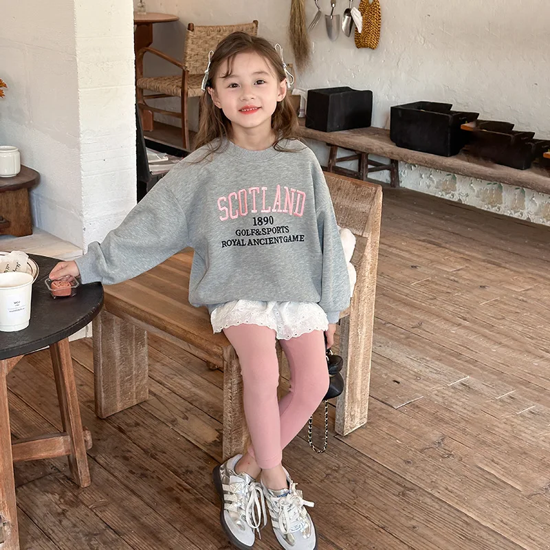 

Top Sweater Children Korean Loose Casual Embroidered Letters Boys Grils American Style Fashionable Soft Cartoon All-matched