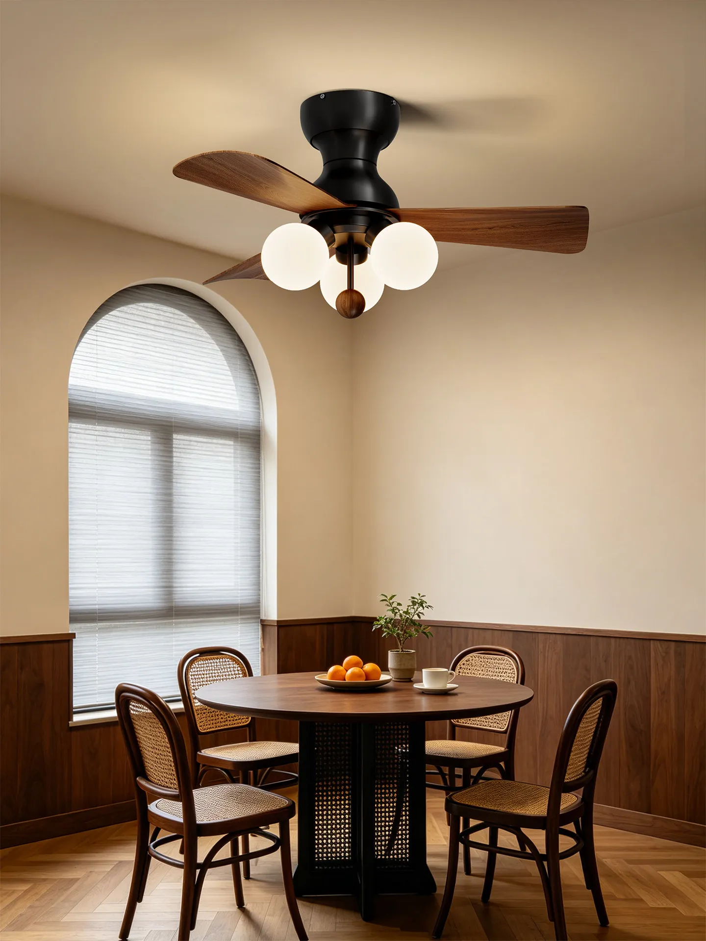Vintage Retro Ceiling Fan with Light, 3-Speed Reversible DC Motor, Large Airflow Chandelier for Living Room Bedroom