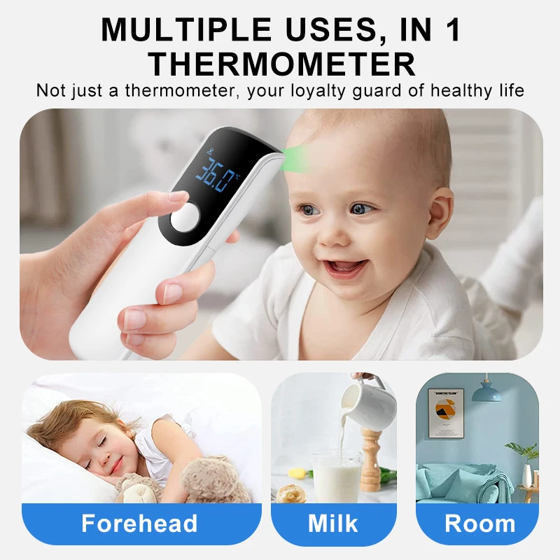 AiQUE Digital Thermometer Forehead Fever Non-Contact Body Termometro Infrared LED Fever IR Adult Baby Household Health Monitors