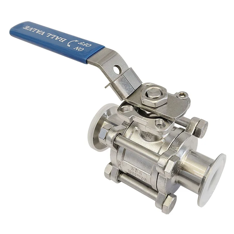 

Sanitary Stainless Steel 304 316 Tri Clover 3-Piece Sanitary PTFE Inlined Ball Valve