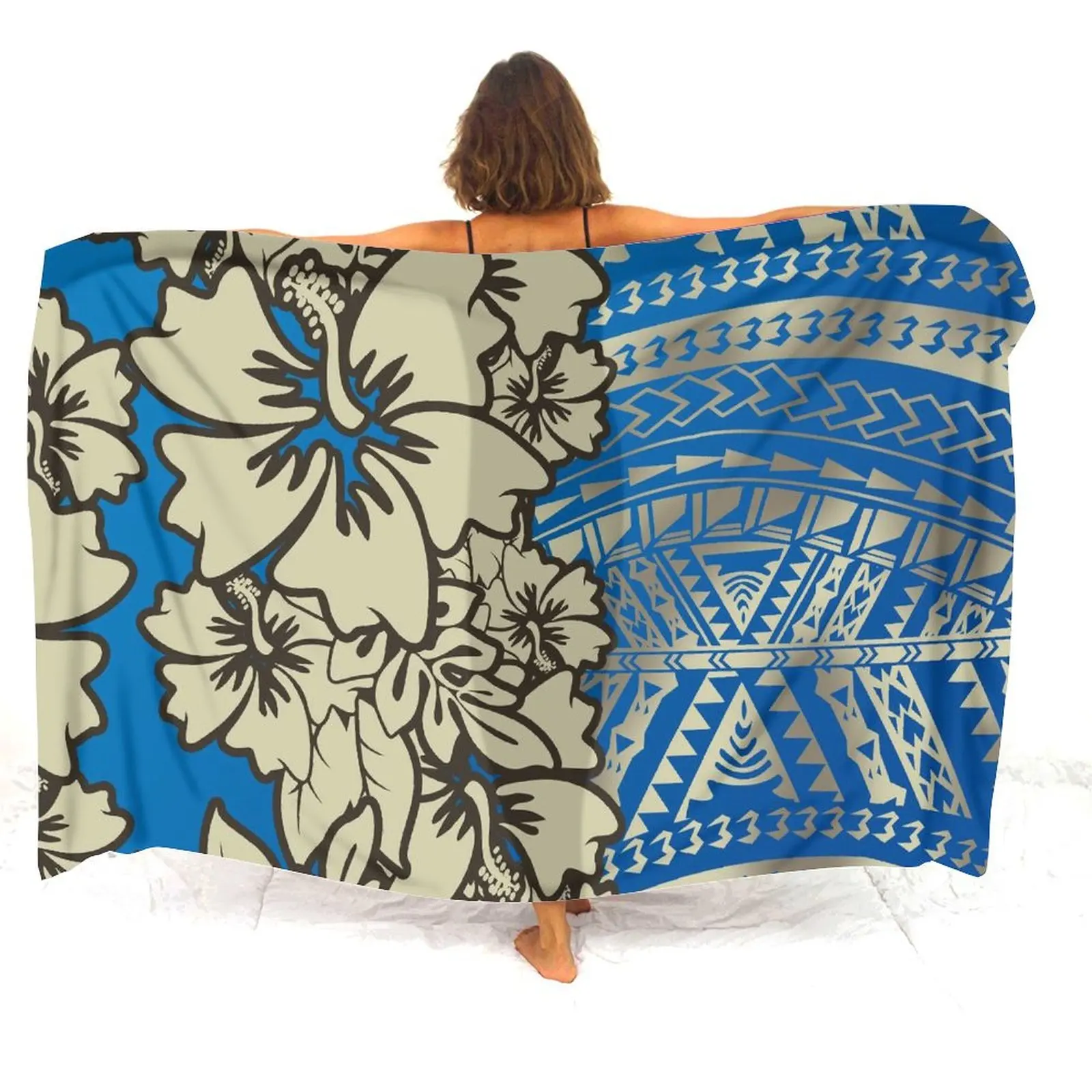 

Женский салонный фартук с принтом в полинезийском стиле, шарф-саронг, накидка-саронг, настраиваемый пляжный фартук-саронг, шаль-саронг