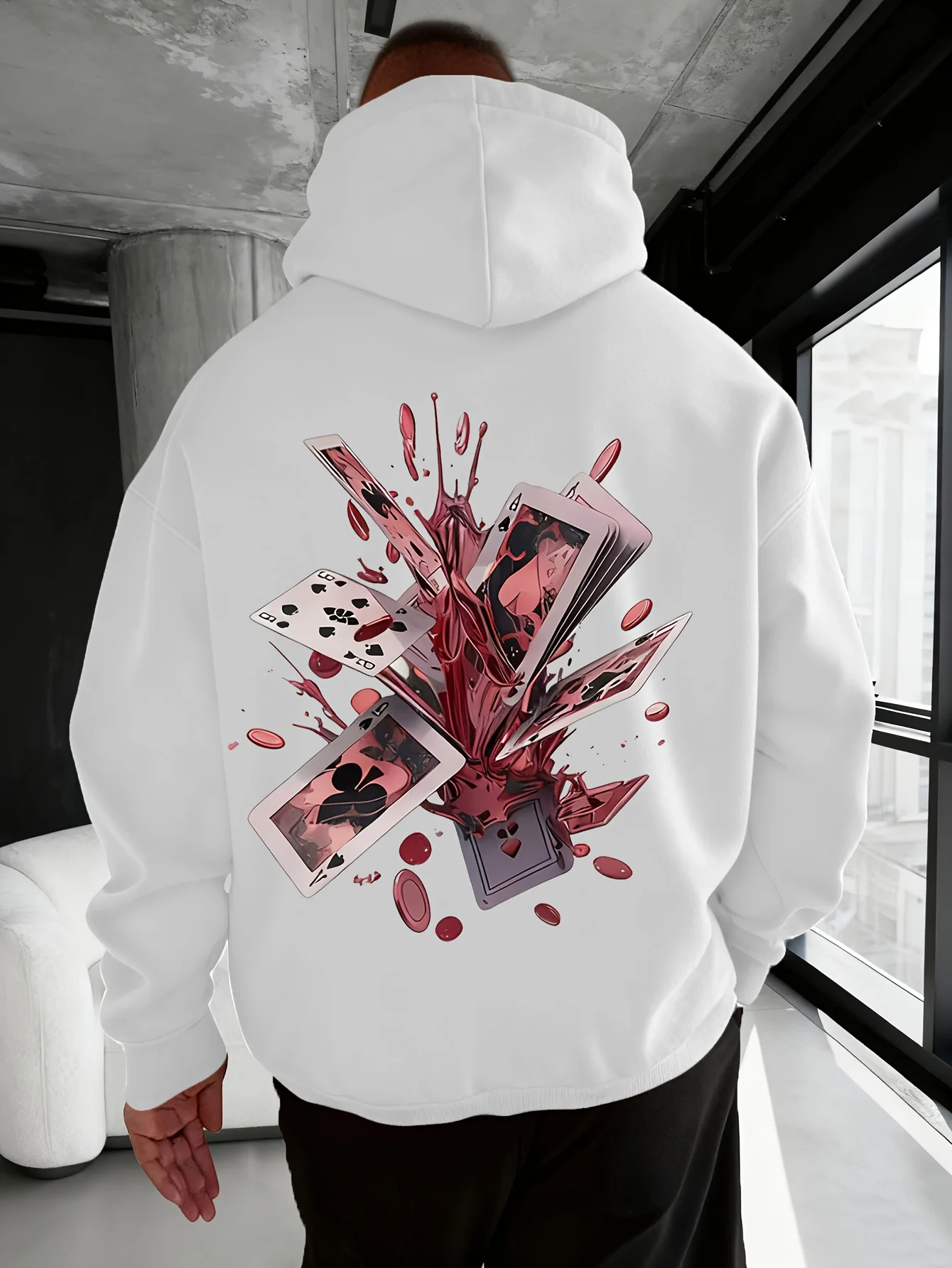 Men's American-style streetwear hoodie featuring a 