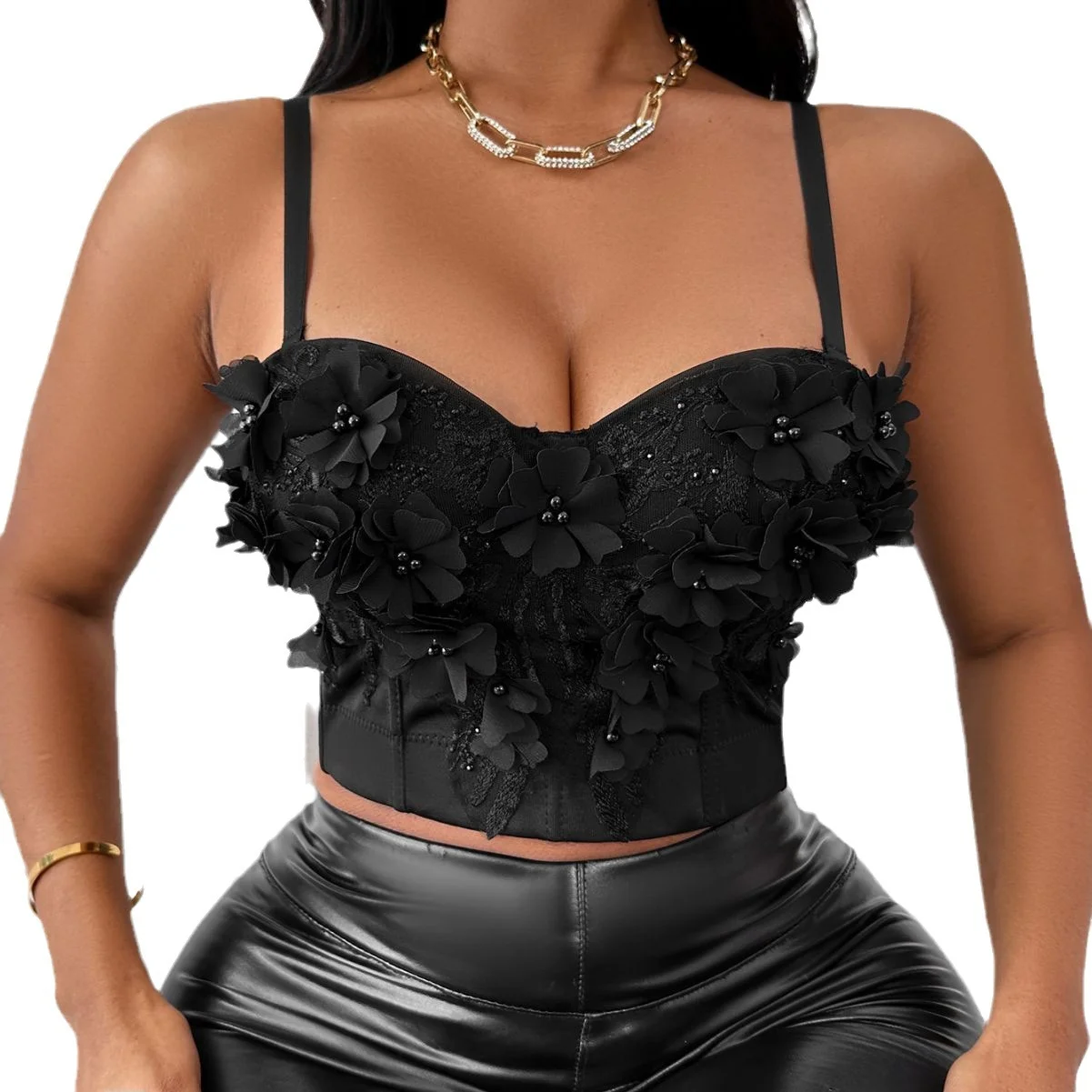 Gilet Sexy à bretelles antidérapantes pour femmes, soutien-gorge avec anneau en acier, vêtements intérieurs enveloppants, débardeur de poitrine, longueur ort, coupe cintrée, 2023