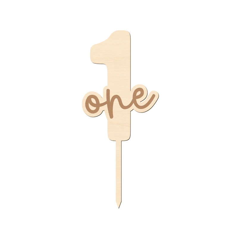 YOMDID One Cake Topper Erster Geburtstag Kuchen Topper Holz Zahl mit Buchstabe One Kuchen Dekorationen für Babyparty Dekorationen – Detail 6