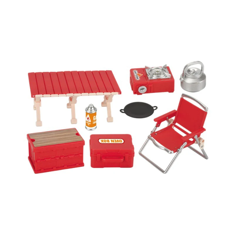 จําลอง Mini Picnic Camping ชุดตุ๊กตาฉากกลางแจ้งตกแต่งโต๊ะพับเก้าอี้สตูล CASSETTE เตาเด็กแกล้งทําเป็นเล่นของเล่น