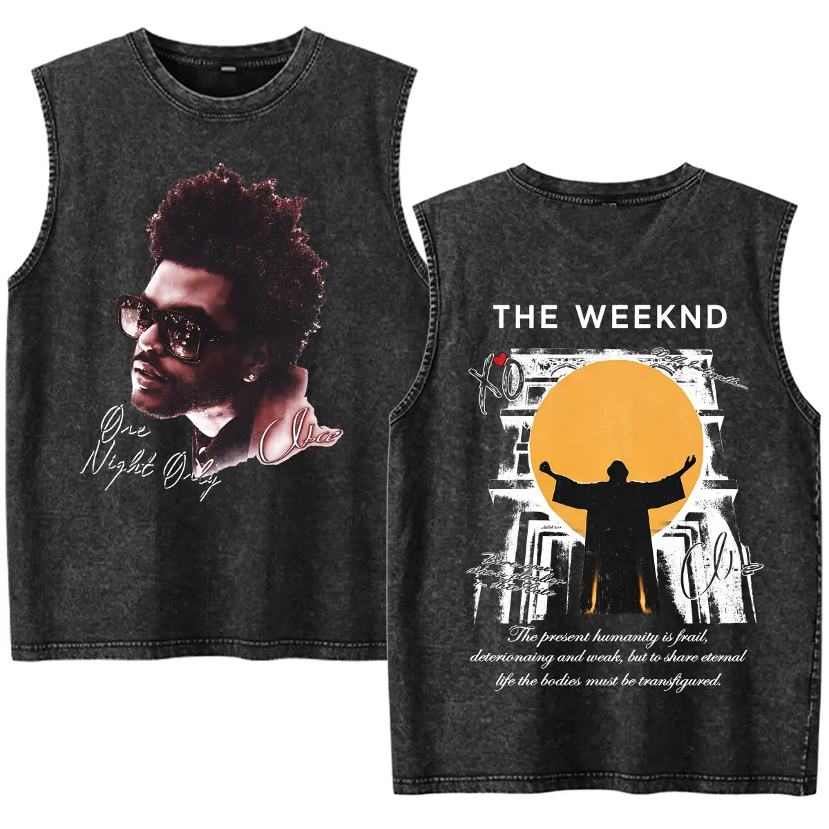 Rapper The Weeknd 2026 Vintage Washed Letters Print Tank Tops Mens Womens Summer Oversized Y2k Clothes Retro Casual Comfort Vest