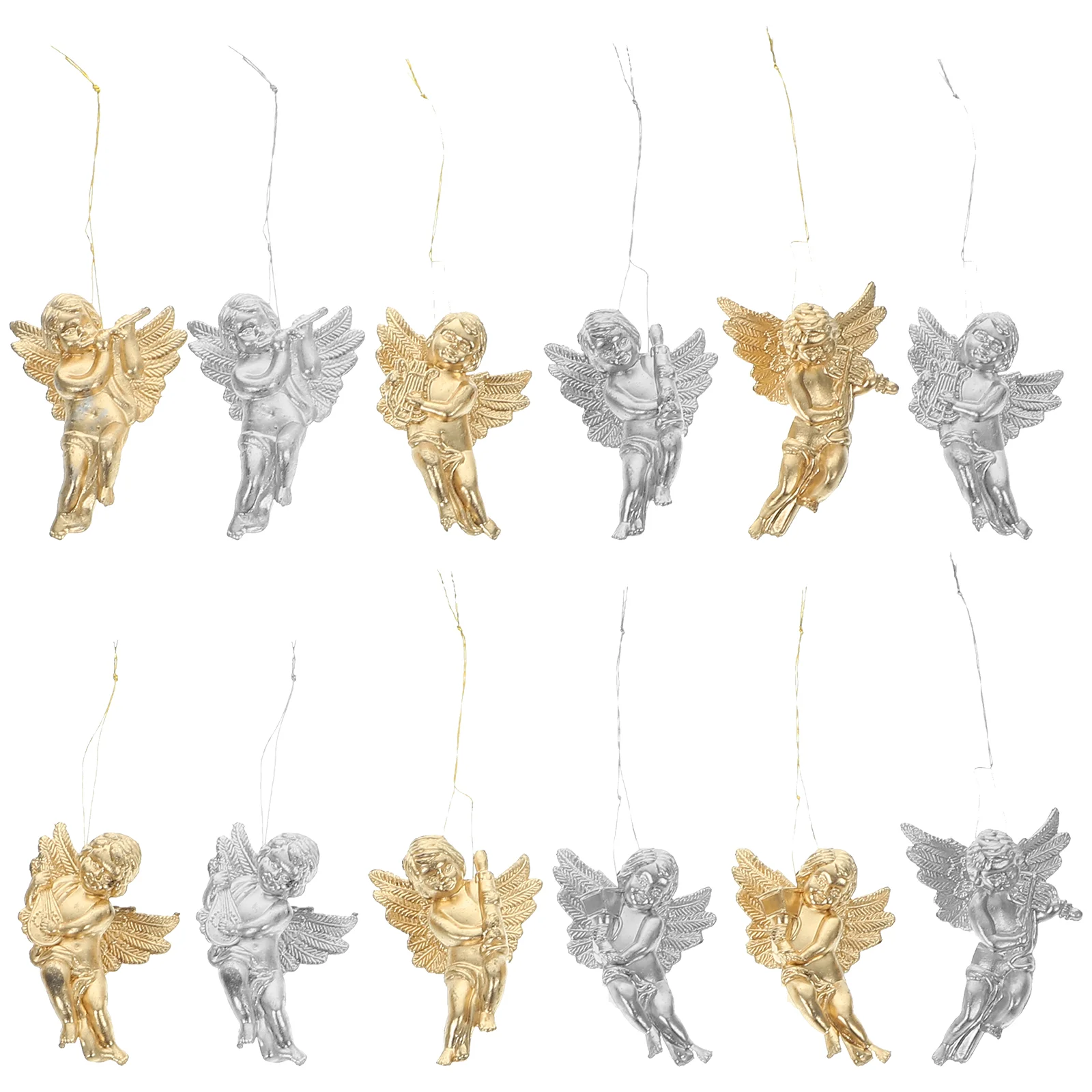 12 Pcs Angel Christmas Tree Decoration Pendant Hanging Label Xmas Ornament Resin Figurines