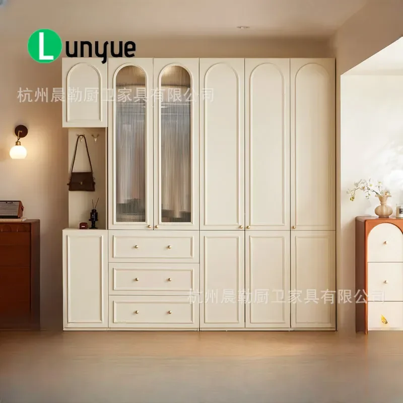 French Retro Style Large Wardrobe Bedroom Storage Cabinet Whole House Furniture Locker Household Closet Organizer Spacious
