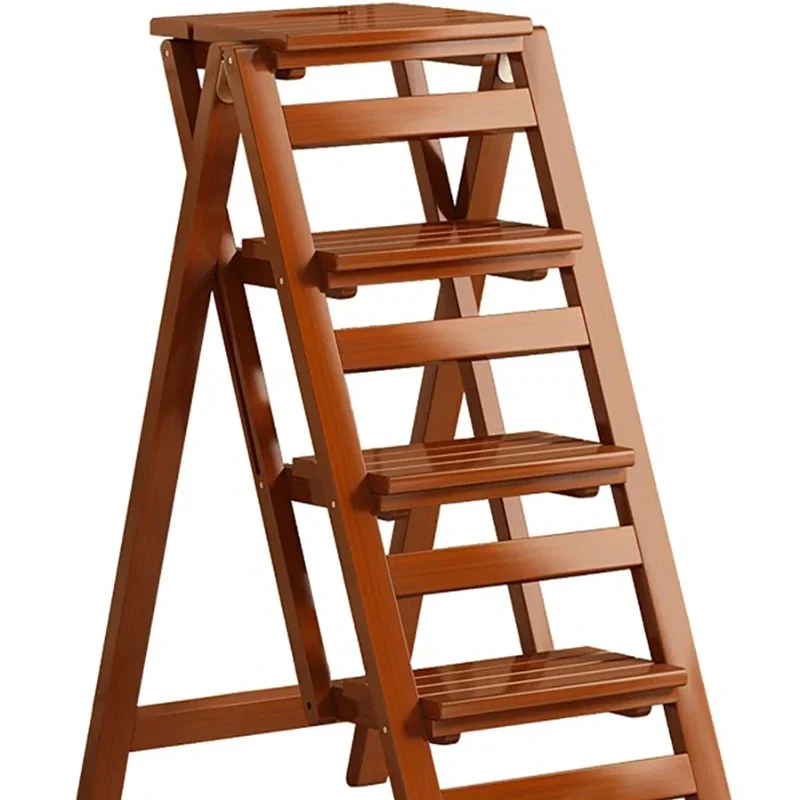 simple Solid Wood Ladder Stool Multifunctional Household Folding Chair Indoor Kitchen Furniture Dual-purpose Storage Rack